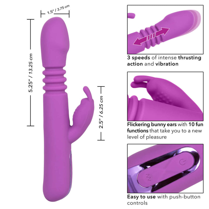 Jack Rabbit Elite Thrusting Rabbit Vibrator with 10 vibration functions and 3 thrusting speeds by California Exotic Novelties