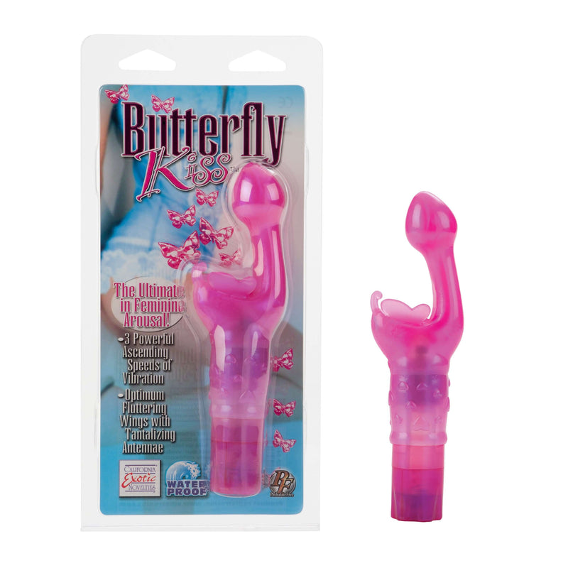 Butterfly Kiss Pink Vibrator - 3-Speed G-Spot and Clitoral Stimulator in packaging