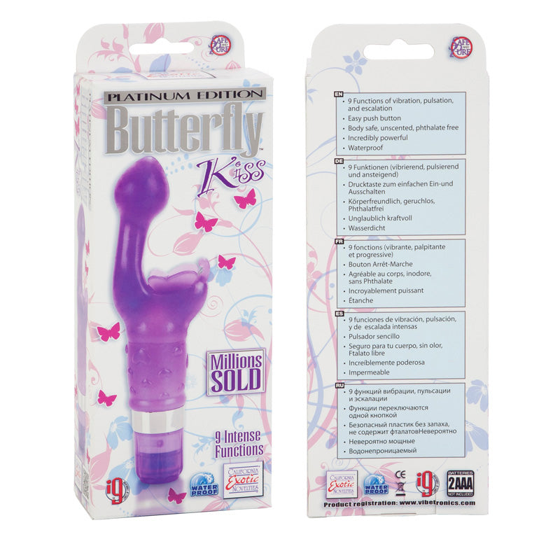 California Exotic Novelties Platinum Butterfly Kiss Purple Vibrator at $21.99