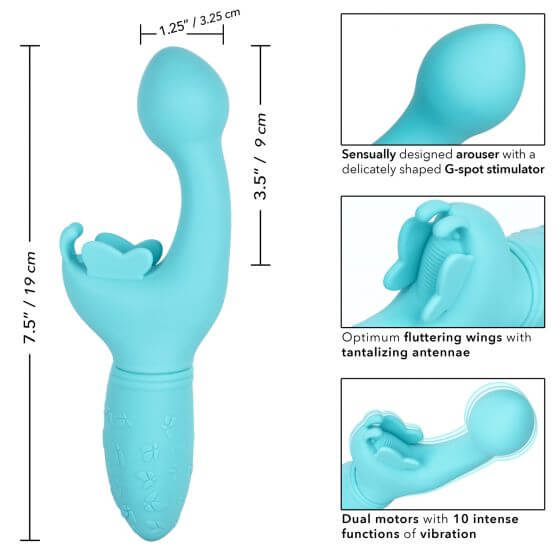 California Exotic Novelties Rechargeable Butterfly Kiss Blue Vibrator at $37.99