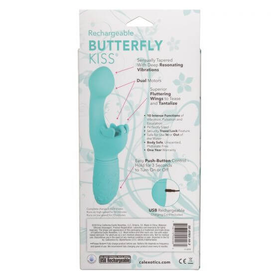 California Exotic Novelties Rechargeable Butterfly Kiss Blue Vibrator at $37.99
