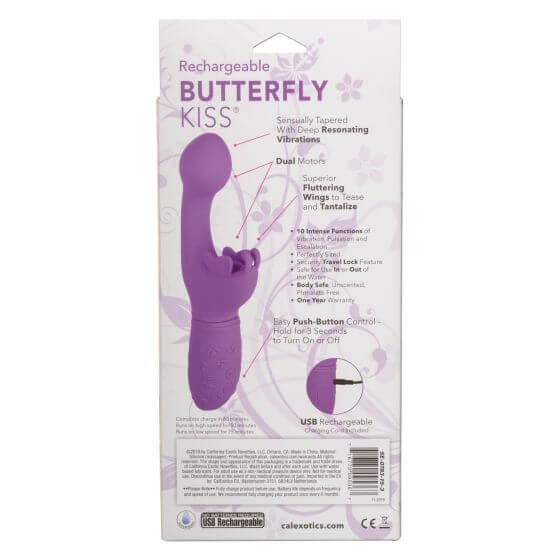 California Exotic Novelties Rechargeable Butterfly Kiss Purple Vibrator at $37.99