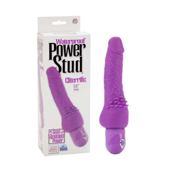 California Exotic Novelties Waterproof Power Stud Cliterrific Dong Purple Vibrator at $24.99