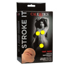 Stroke It Tight Pussy Brown Male Masturbator packaging showcasing lifelike design and PureSkin material from California Exotic Novelties.