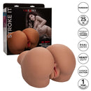Stroke It BBL Booty Brown by California Exotic Novelties, lifelike heavy-duty stroker with dual chambers and plush pink lips for self-pleasure