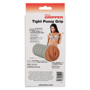 California Exotic Novelties Ribbed Gripper Tight Pussy Stroker packaging with product features and model image