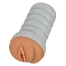 California Exotic Novelties Ribbed Gripper Dark Brown Stroker with tight pussy opening and ribbed chamber for intense pleasure.