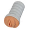 California Exotic Novelties Ribbed Gripper Dark Brown Stroker with tight pussy opening and ribbed chamber for intense pleasure.