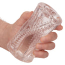 California Exotic Novelties Cyclone Dual Ribbed Stroker 5.5 inches clear, easy-grip design for secure hold and enhanced stimulation.