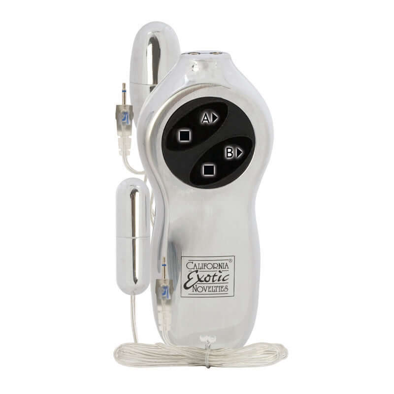 Sterling Collection Combo 5 vibrating sex toy with 7-function controller and dual jacks for customizable pleasure.