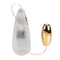 Pocket Exotics Vibrating Gold Bullet with controller, compact design, multi-speed vibrations, luxurious gold finish.