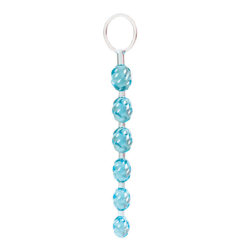 Swirl Pleasure Beads Teal - Graduated Flexible Anal Beads in Phthalate-Free PVC for Sexual Wellness