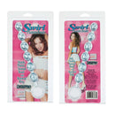 Swirl Pleasure Beads Teal packaging front and back view showing graduated flexible anal beads made of phthalate-free PVC.