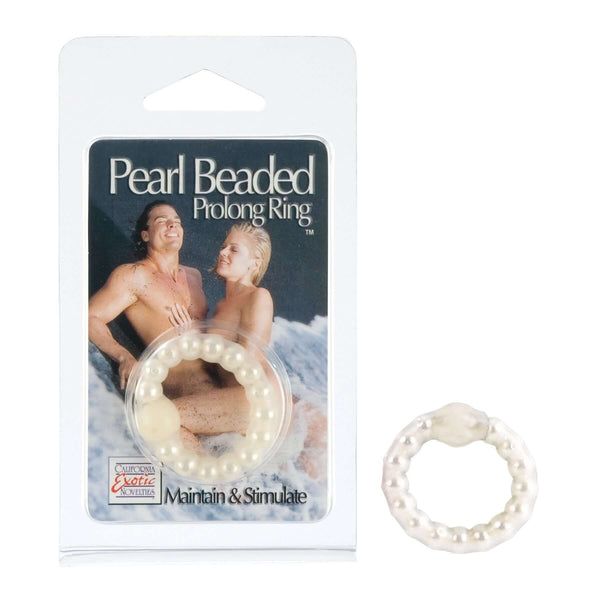 California Exotic Novelties Pearl Beaded Prolong Ring White at $9.99