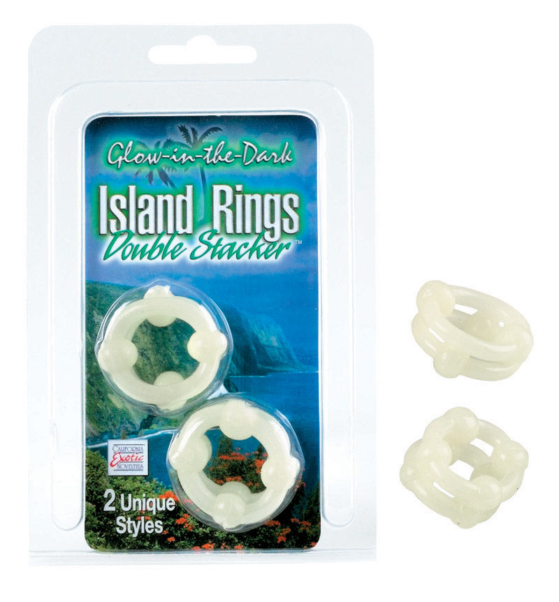 California Exotic Novelties ISLAND RINGS DOUBLE STACKERS- GLOW at $4.99