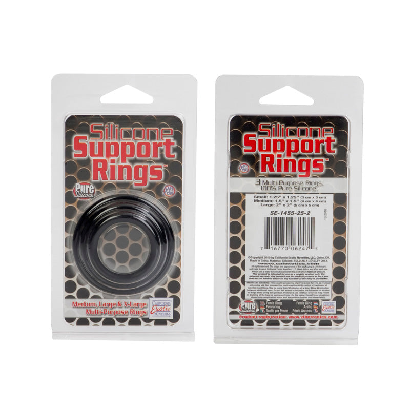 California Exotic Novelties Silicone Support Rings Black 3 Piece Set at $4.99