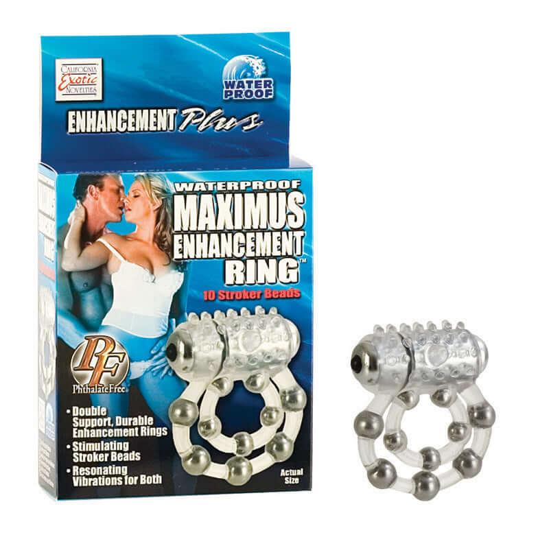 California Exotic Novelties Waterproof Maximus Enhancement Ring 10 Stroker Beads at $23.99