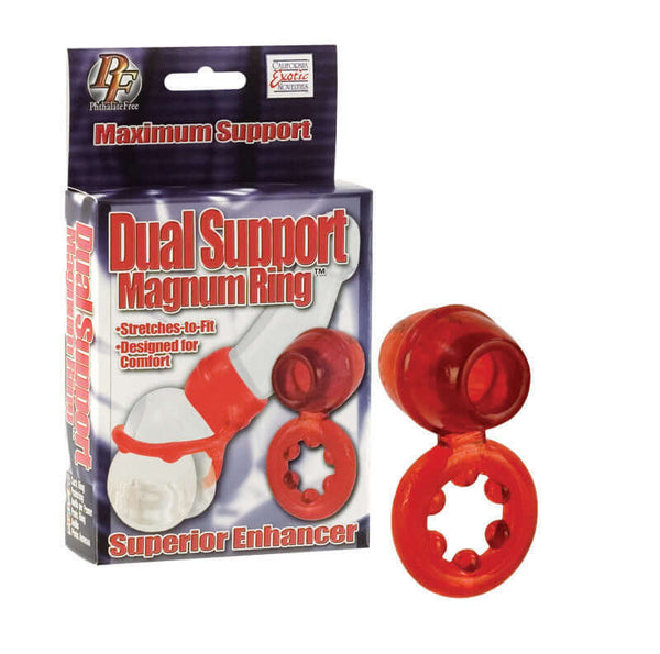 California Exotic Novelties Dual Support Magnum Ring Red Enhancer Ring at $6.99