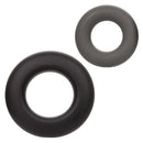 Alpha Liquid Silicone Prolong Set of 2 Rings by California Exotic Novelties - Black and Grey Rings for Enhanced Intimate Experiences