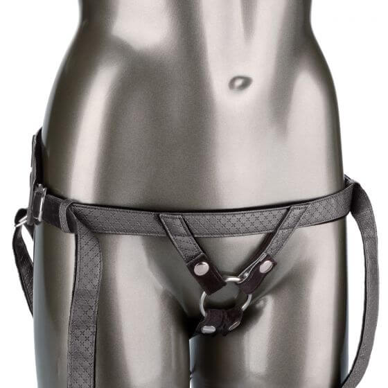 Her Royal Harness The Regal Princess Pewter - Adjustable Vegan Leather Harness with plush velvet lining shown on mannequin.