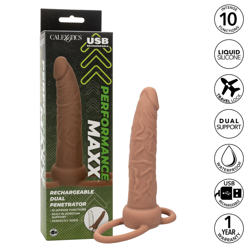 PERFORMANCE MAXX RECHARGEABLE DUAL PENETRATOR BROWN-5