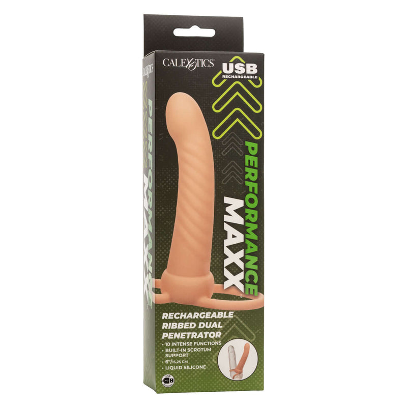 PERFORMANCE MAXX RIBBED DUAL PENETRATOR IVORY-1