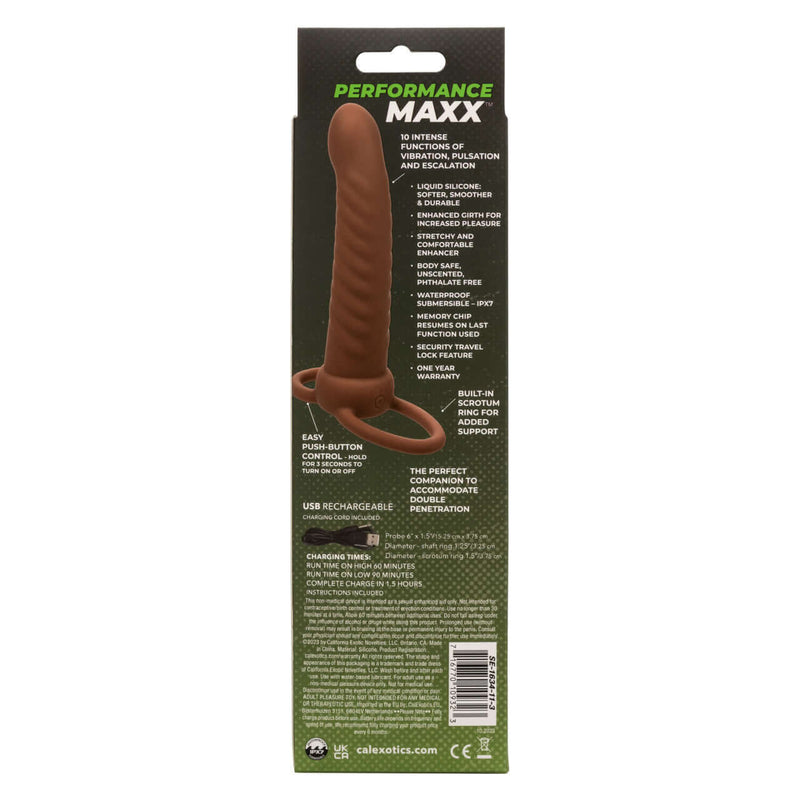 PERFORMANCE MAXX RIBBED DUAL PENETRATOR BROWN-1