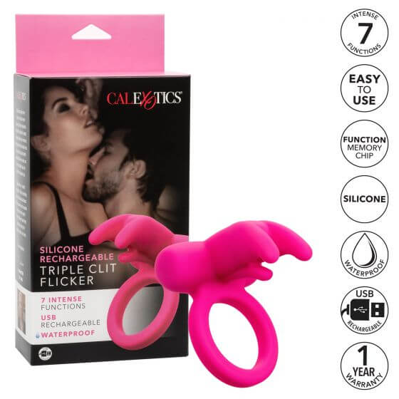 California Exotic Novelties SILICONE RECHARGEABLE TRIPLE CLIT FLICKER at $41.99