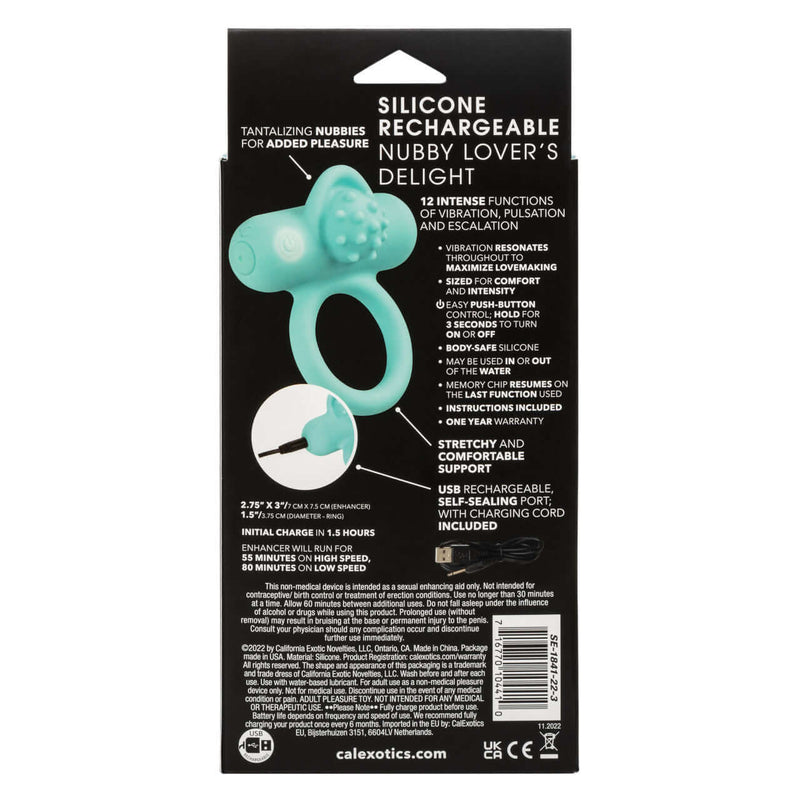 Silicone Recharegable Nubby Lover's Delight Couple's Enhancer Ring