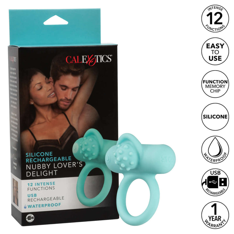 Silicone Recharegable Nubby Lover's Delight Couple's Enhancer Ring