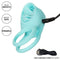 California Exotic Novelties Silicone Rechargeable French Kiss Enhancer Blue Vibrating Cock Ring at $34.99