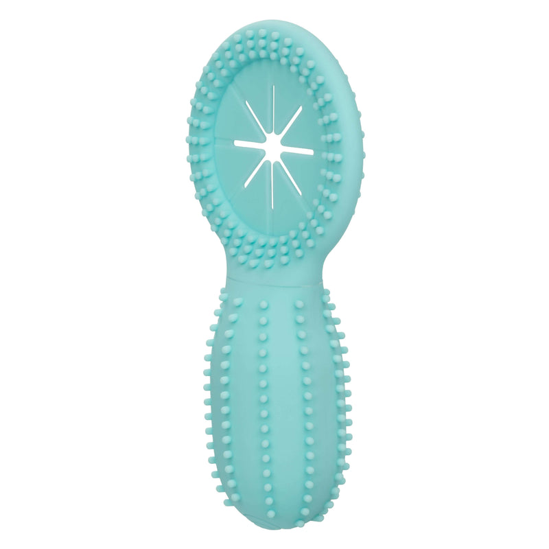 California Exotic Novelties Silicone Rechargeable Elite 12X Enhancer Vibrating Cock Ring - teal couples' toy with textured surface.