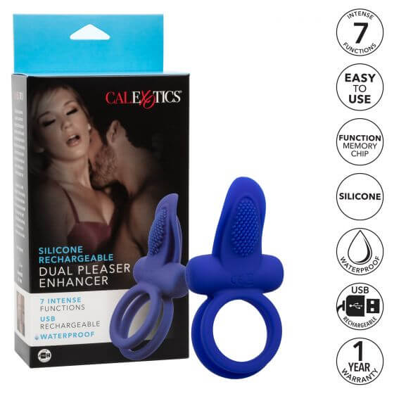California Exotic Novelties Silicone Rechargeable Dual Pleaser Vibrating Cock Ring at $32.99