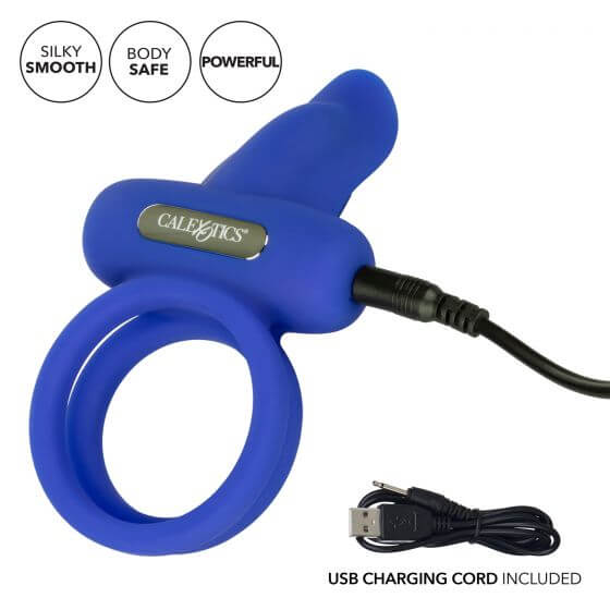 California Exotic Novelties Silicone Rechargeable Dual Pleaser Vibrating Cock Ring at $32.99