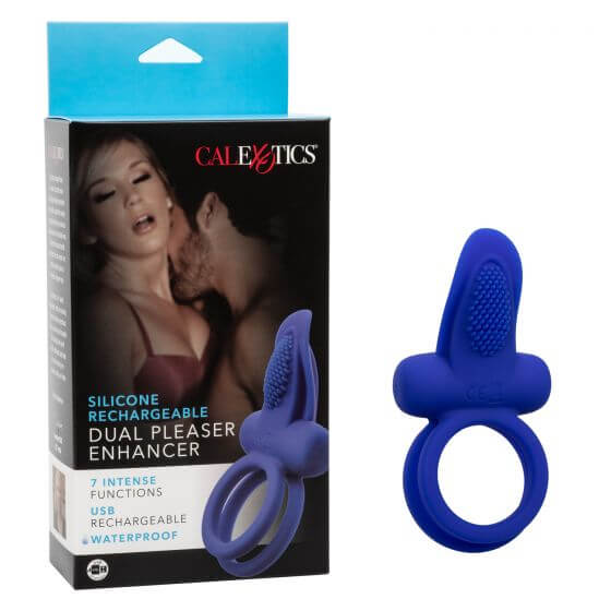 California Exotic Novelties Silicone Rechargeable Dual Pleaser Vibrating Cock Ring at $32.99