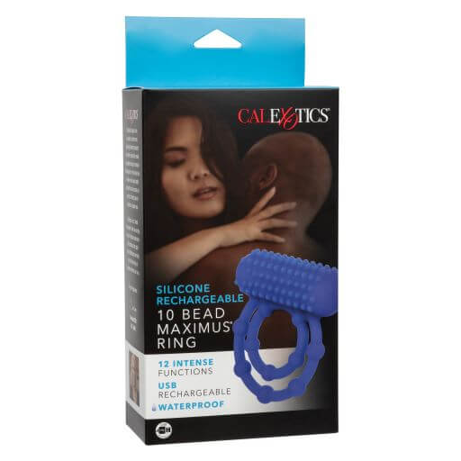 Silicone Rechargeable 10 Beads Maximus Ring Blue