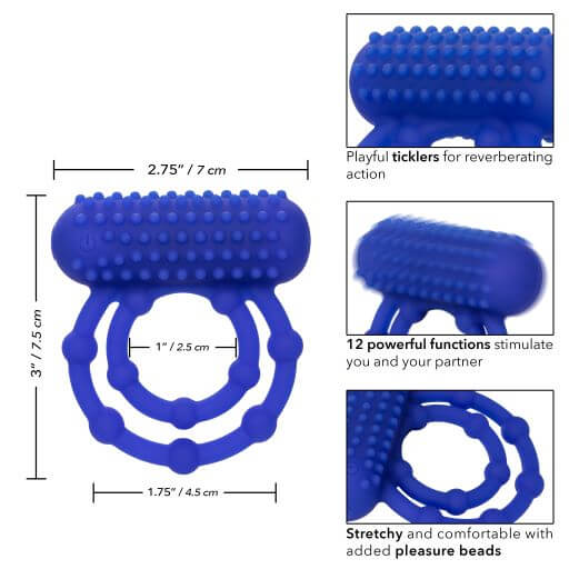 Silicone Rechargeable 10 Beads Maximus Ring Blue