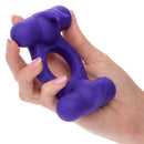 Silicone Rechargeable Triple Orgasm Enhancer Couple's Cock Ring Purple