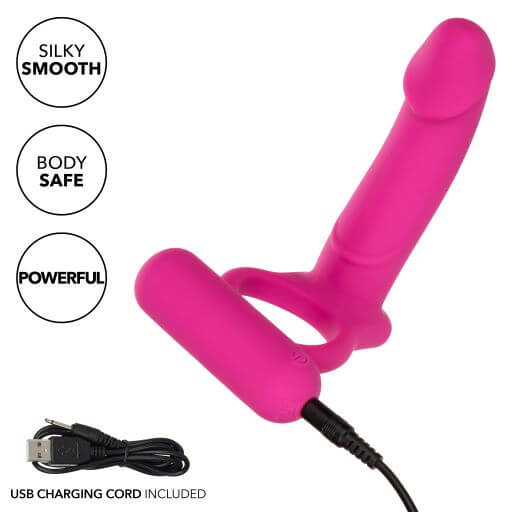 Silicone Rechargeable Double Diver Vibrating Cock Ring - Pleasure Toy