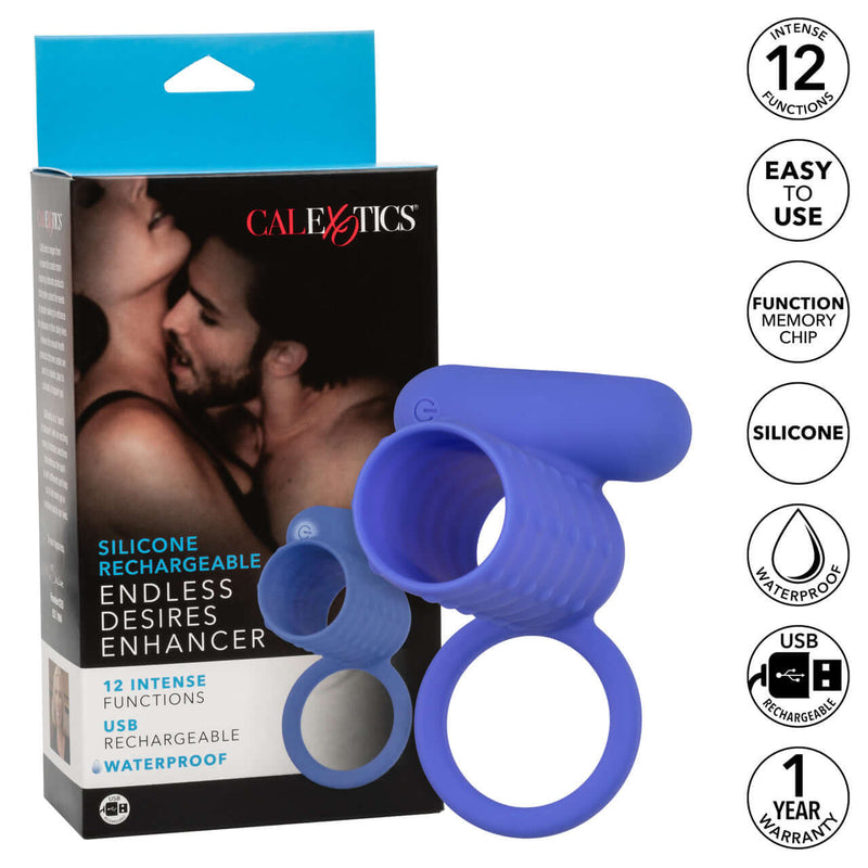Silicone Rechargeable Endless Desires Enhancer Pleasure Toys Cock Ring