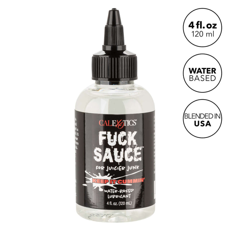 "Fuck Sauce 4 fl oz water-based personal lubricant for enhanced intimacy"