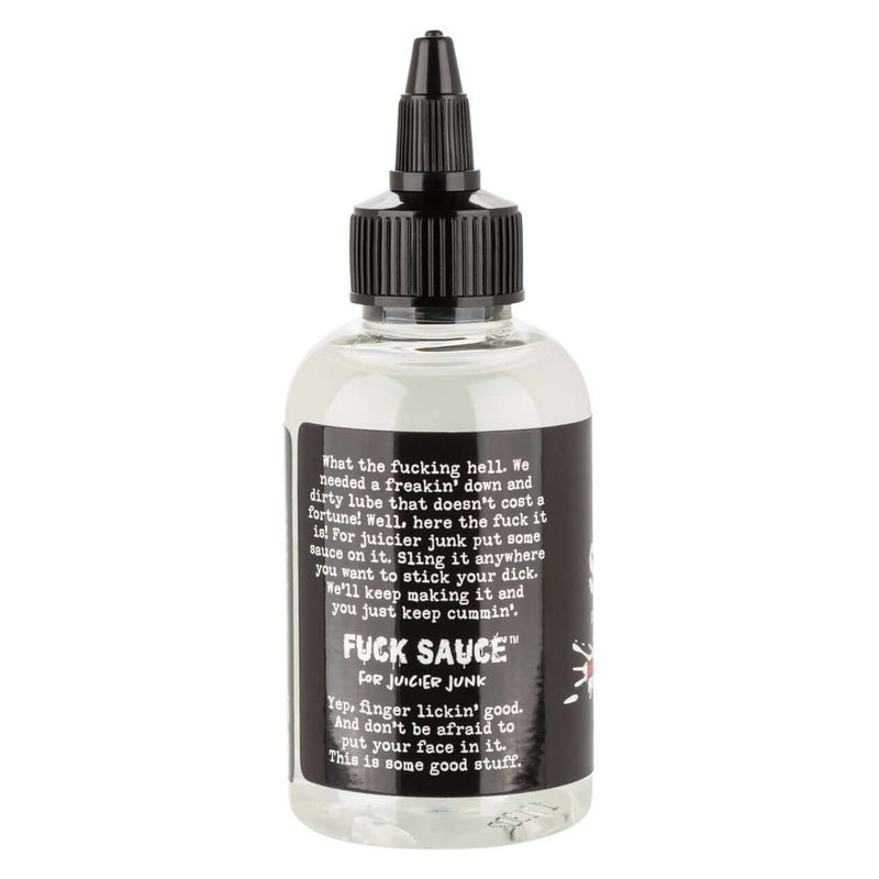 Fuck Sauce personal lubricant bottle with label, premium water-based formula for enhanced intimate experiences.