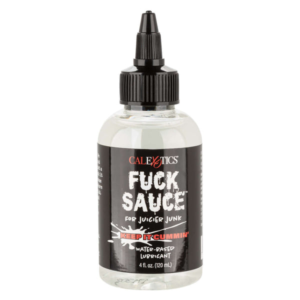 Bottle of Fuck Sauce Premium Water-Based Personal Lubricant by CalExotics, 4 fl oz, enhancing intimate experiences.