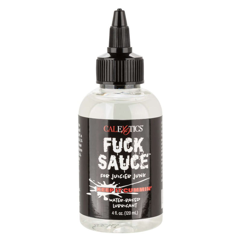 Bottle of Fuck Sauce Premium Water-Based Personal Lubricant by CalExotics, 4 fl oz, enhancing intimate experiences.