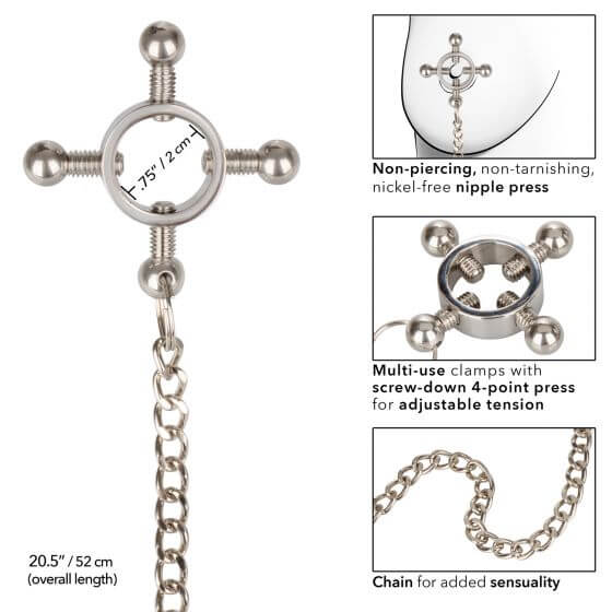 California Exotic Novelties Nipple Grips 4 Point Nipple Press with Chain at $21.99