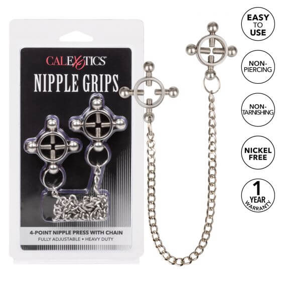California Exotic Novelties Nipple Grips 4 Point Nipple Press with Chain at $21.99