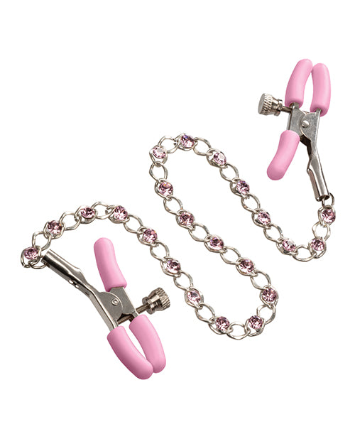 California Exotic Novelties Nipple Play Crystal Chain Nipple Clamps Pink at $15.99
