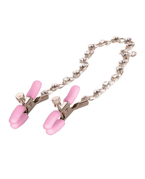 California Exotic Novelties Nipple Play Crystal Chain Nipple Clamps Pink at $15.99