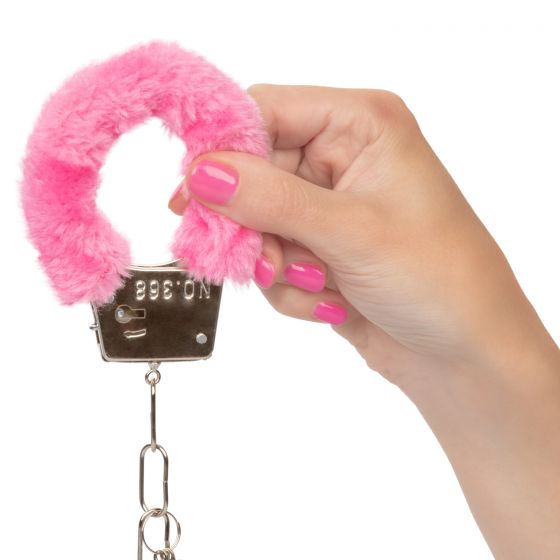 California Exotic Novelties Playful Furry Cuffs Pink at $5.99