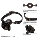 Forbidden Removable Rose Gag - black silicone ball gag with adjustable buckle and removable rose accent for customizable BDSM play